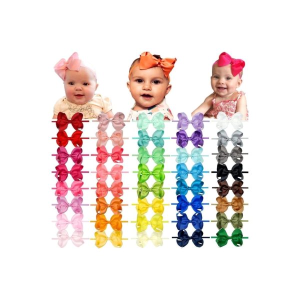 40 Pcs 4.5-Inch Hair Bows Nylon Headbands Supply