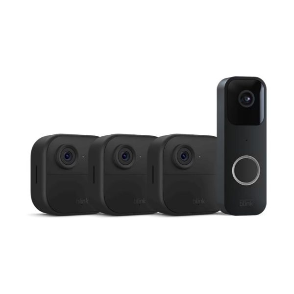 Blink Video Doorbell + 3 Outdoor Smart Security Cameras (4th Gen) with Sync Module 2 Hot on Sale