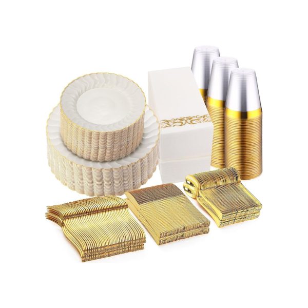 280-Pcs Disposable Plastic Dinnerware Set Online now