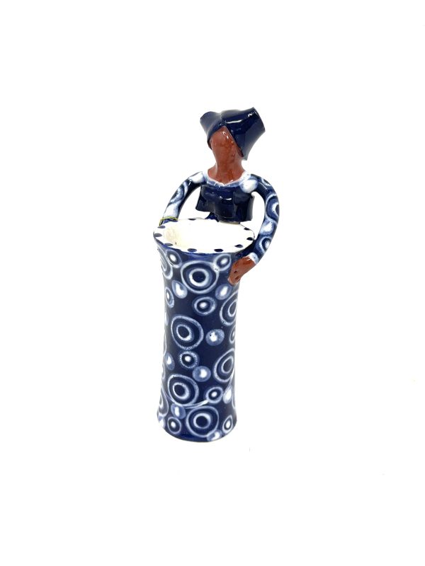 Ceramic African Lady Ubuntu Indigo Vase Fashion